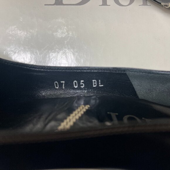 Vintage Dior Black Leather 4" Heels Pumps Silver Toned CD Logo Buckle EU 40 - Picture 6 of 8